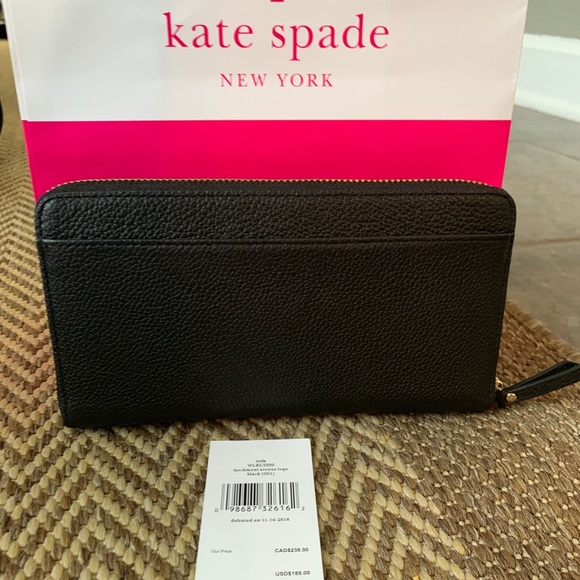 NWT Authentic Kate Spade Black leather logo wallet - Picture 7 of 8